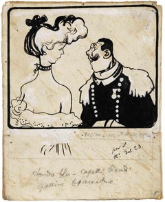 Blonde Hair and White Balls - Drawing by Gabriele Galantara - Early 20th Century