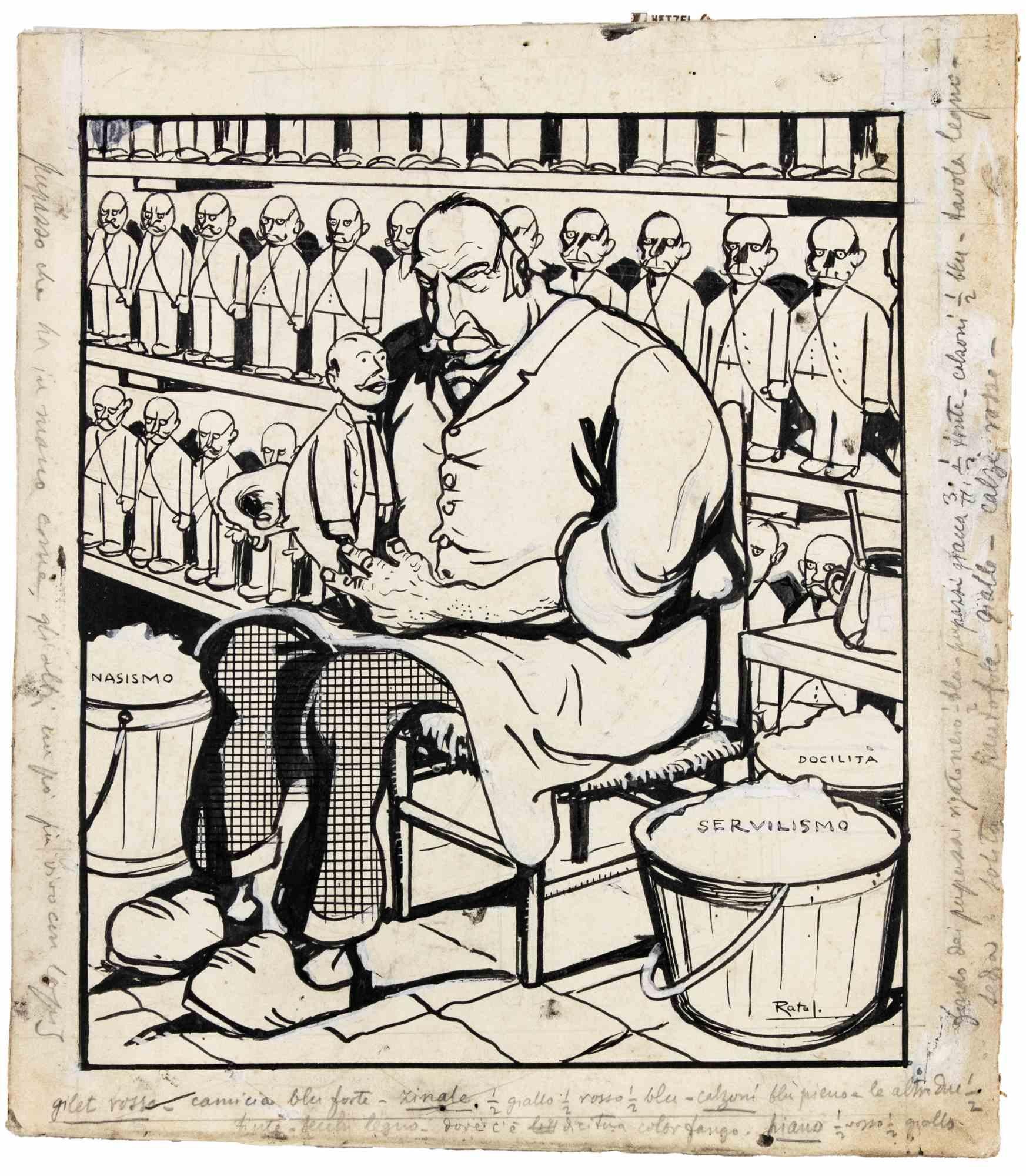 The Puppeteer (Portrait of Giovanni Giolitti) is a china ink and white lead drawing realized by Gabriele Galantara in the early years of 20th Century.

Realized for the Magazine "L'Asino".

Hand signed.

