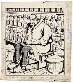 The Puppeteer... - Drawing by Gabriele Galantara - Early 20th Century