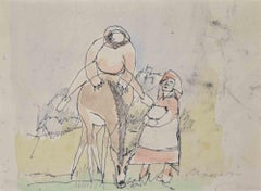 Peasants - Drawing by Mino Maccari - 1960s