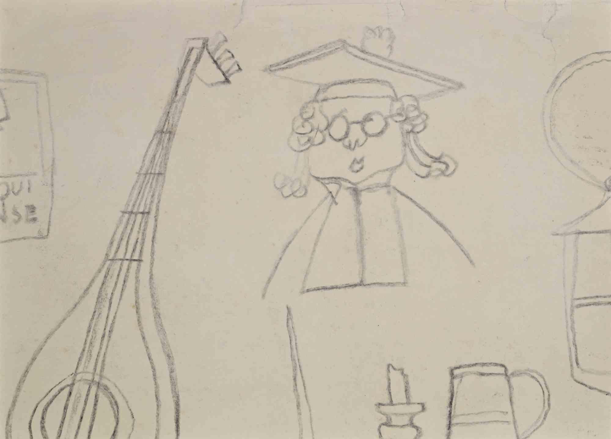 Campesinos - Dibujo de Mino Maccari - Años 60 en venta 1