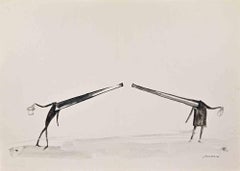 The Duel - Drawing by Mino Maccari - 1940s