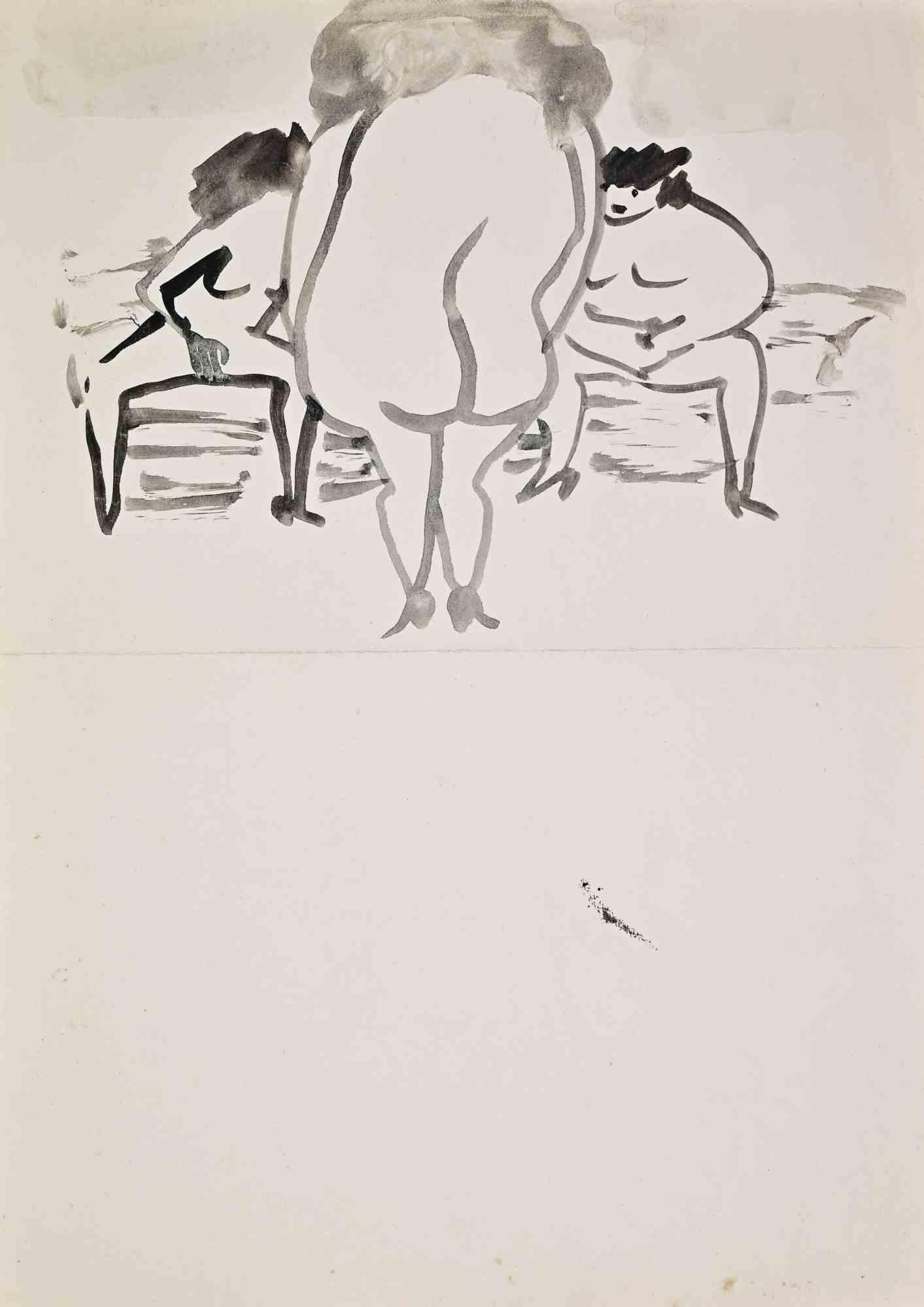 The Duel - Drawing by Mino Maccari - 1940s For Sale 1