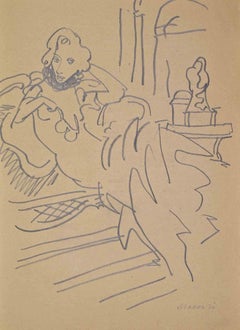At the Festival in Venice - Drawing by Mino Maccari - 1946 ca