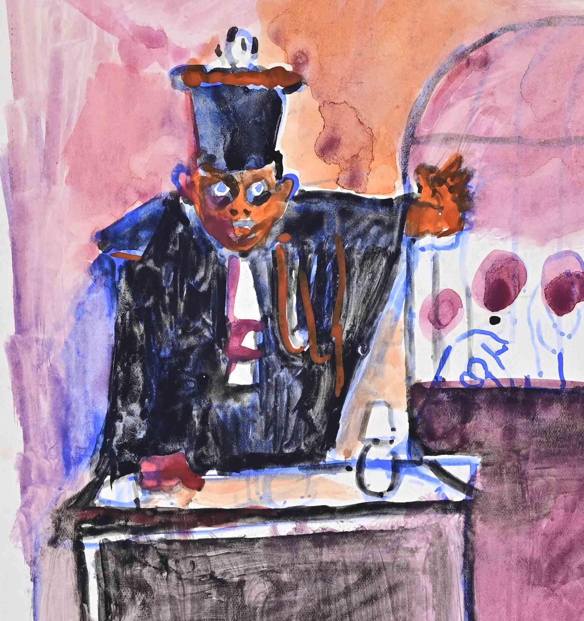 I ciclisti - Disegno di Mino Maccari - anni '40 in vendita 1