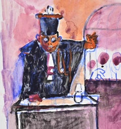 The Cyclists - Drawing by Mino Maccari - 1940s