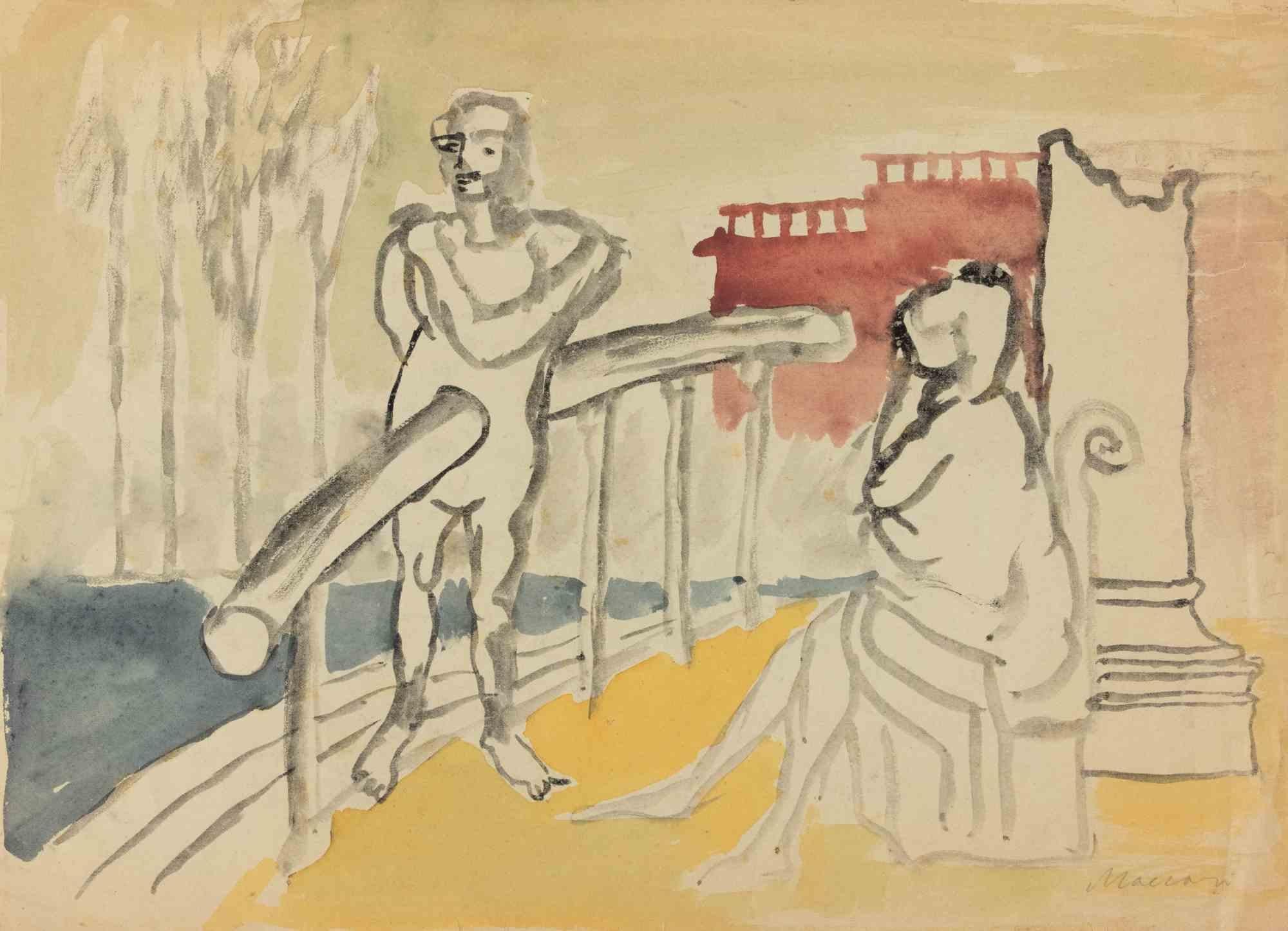 Watercolor drawing realized by Mino Maccari in 1940s.

Hand signed lower right.

Very good condition.
