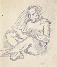 Reclined Male Nude - Drawing by Mino Maccari - 1932 ca.