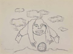 Man in the Space - Drawing by Mino Maccari - 1970 ca.