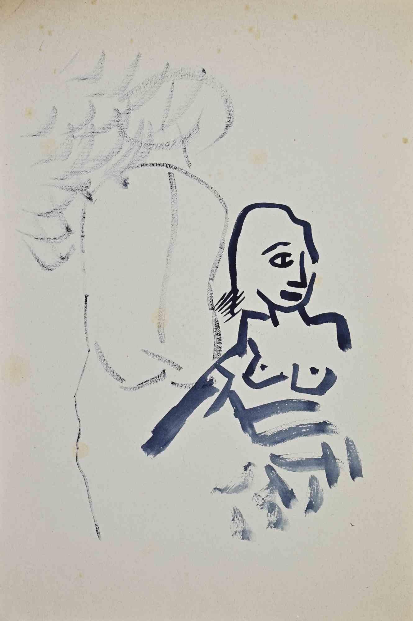 Étude pour la danse - Dessin de Mino Maccari - 1950 ca. en vente 1