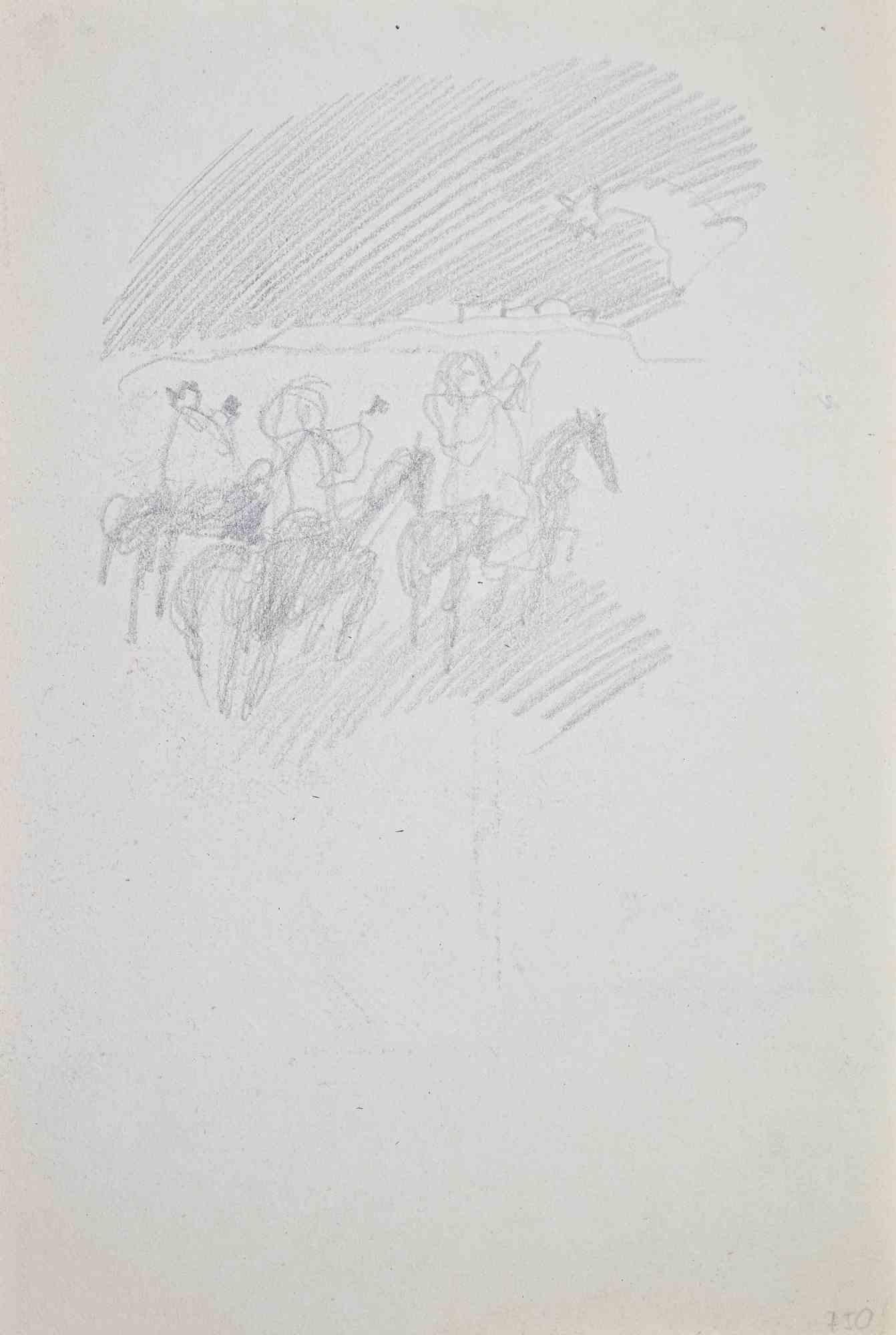 Le couple - Dessin de Mino Maccari - 1950 ca. en vente 1