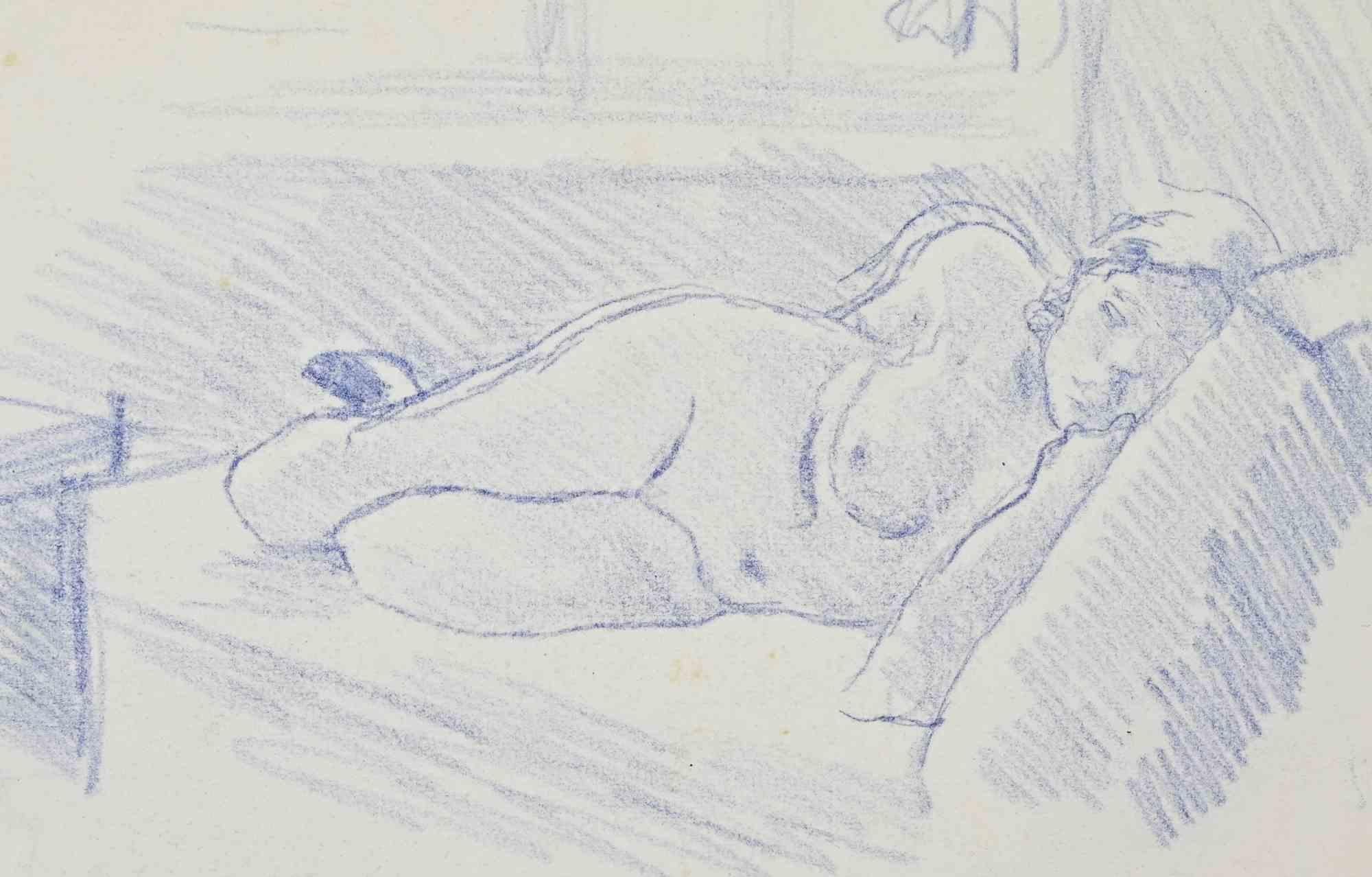 Nus couchés - Dessin de Mino Maccari - 1934