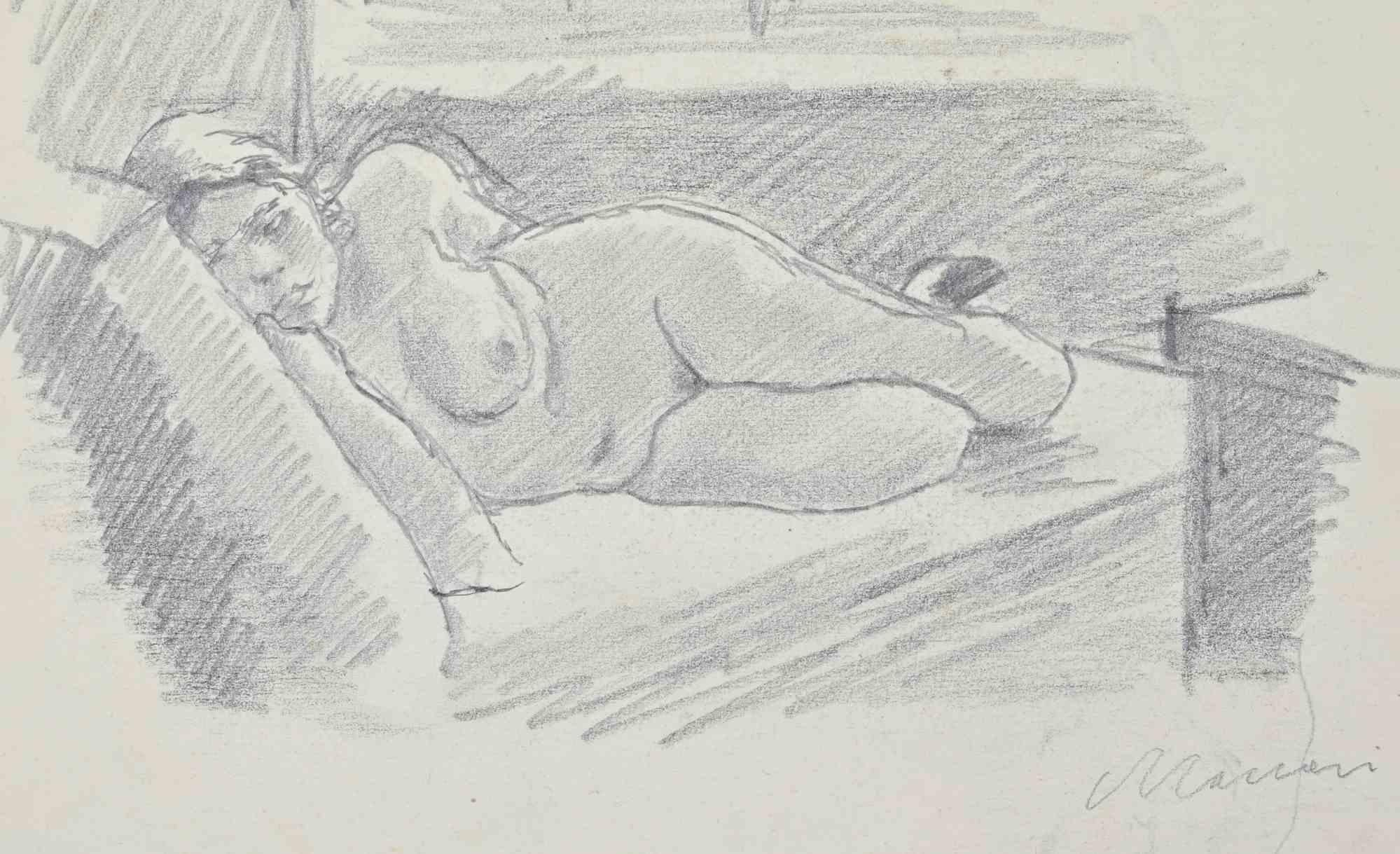 Desnudos recostados - Dibujo de Mino Maccari - 1934 en venta 1