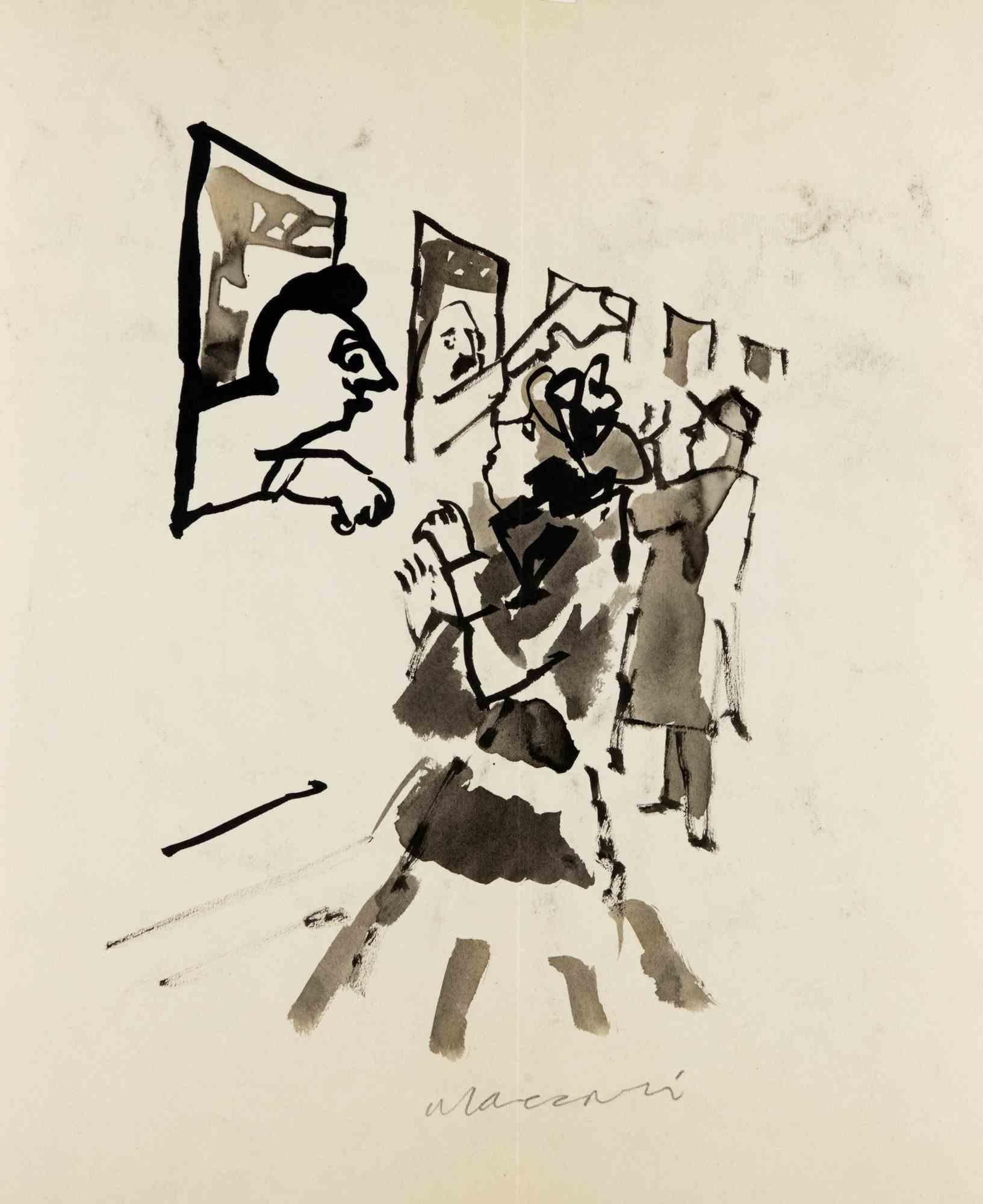 Watercolor on paper realized by Mino Maccari in 1950 ca.

Hand signed.

Matted.

Very good condition.