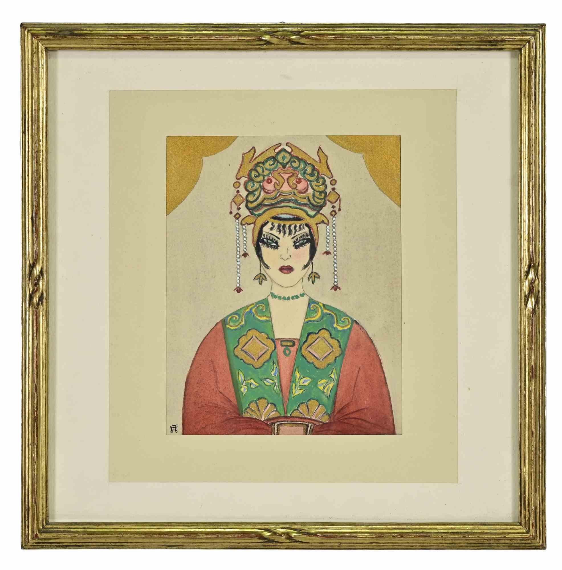 Unknown Figurative Art - Sketch For Turandot - Drawing - Early 20th Century