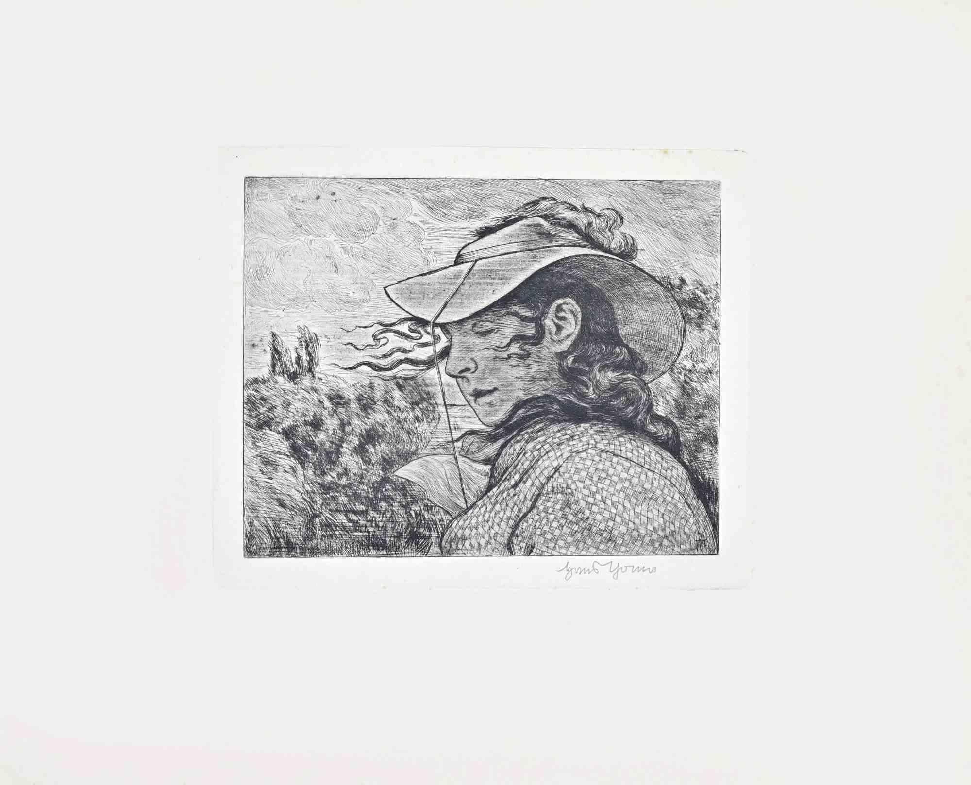 Portrait - Etching by Hans Thoma - Early 20th Century