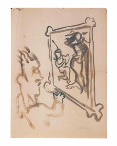 The Painter and the Painting - Drawing by Mino Maccari - 1938 ca