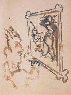 The Painter and the Painting - Drawing by Mino Maccari - 1938 ca