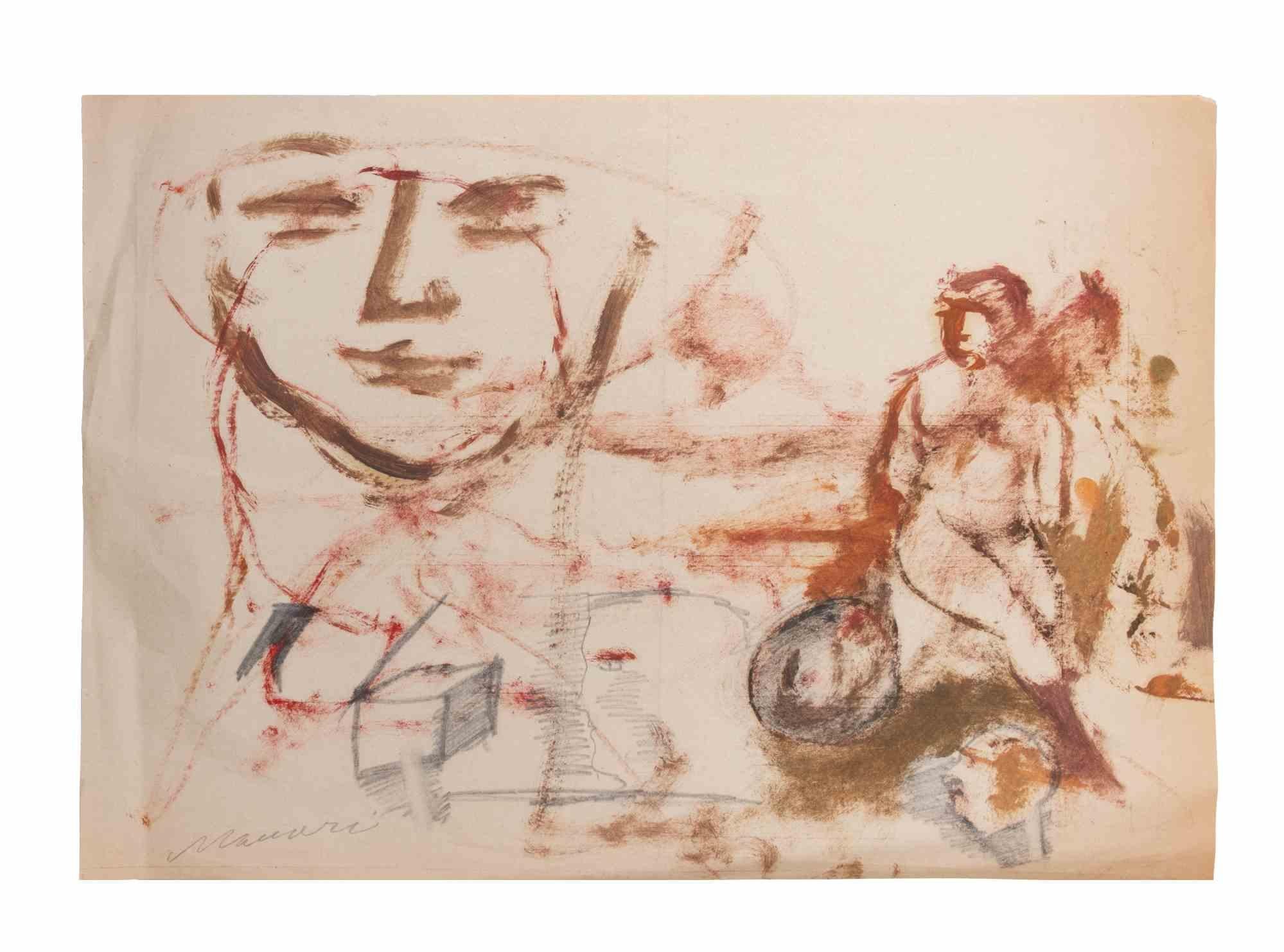 Figures - Drawing by Mino Maccari - 1960 ca.