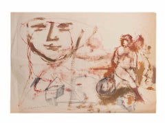 Disegni figurativi a matita colorata e acquerelli