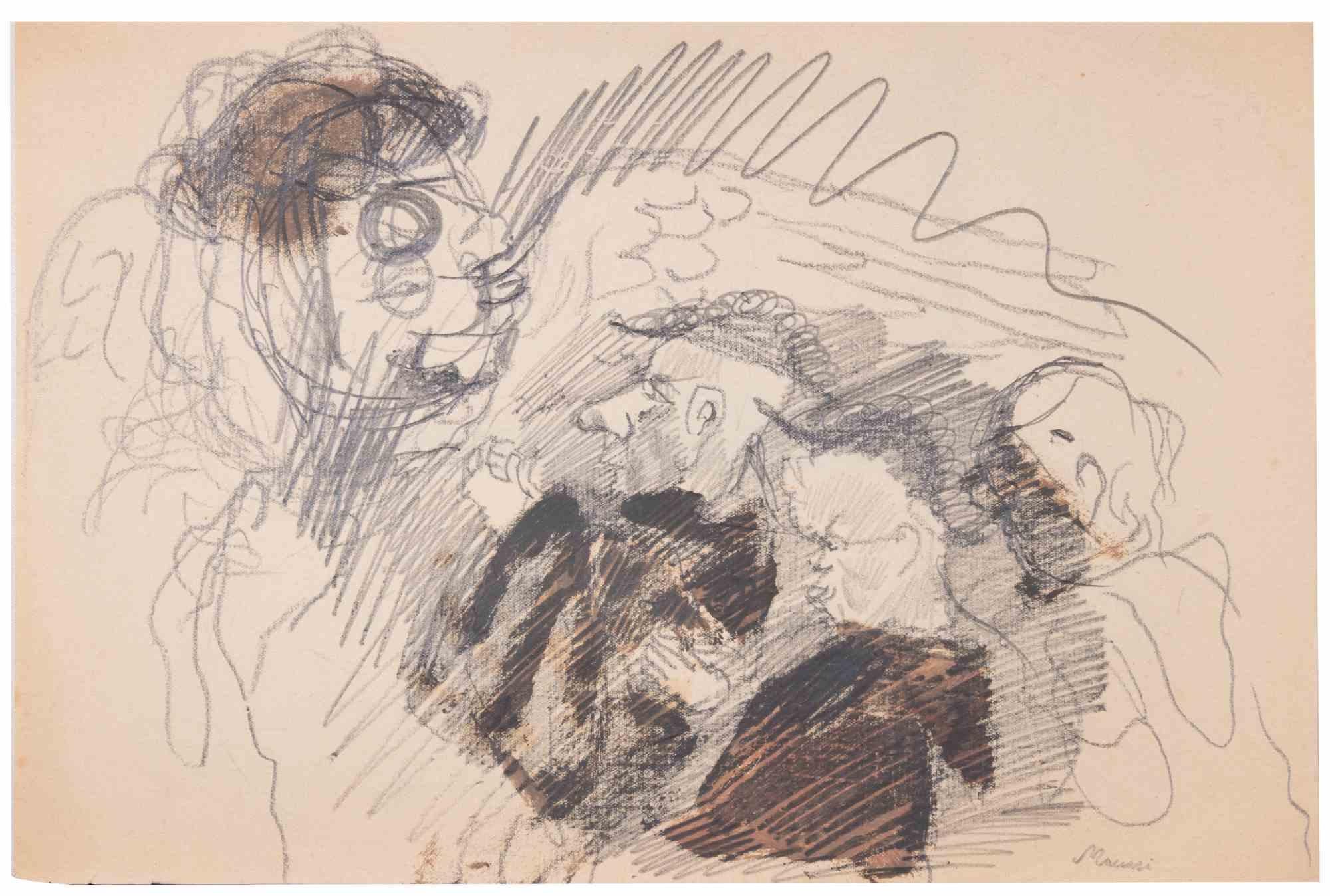 Aceite de ricino - Dibujo de Mino Maccari - Años 40 en venta 1