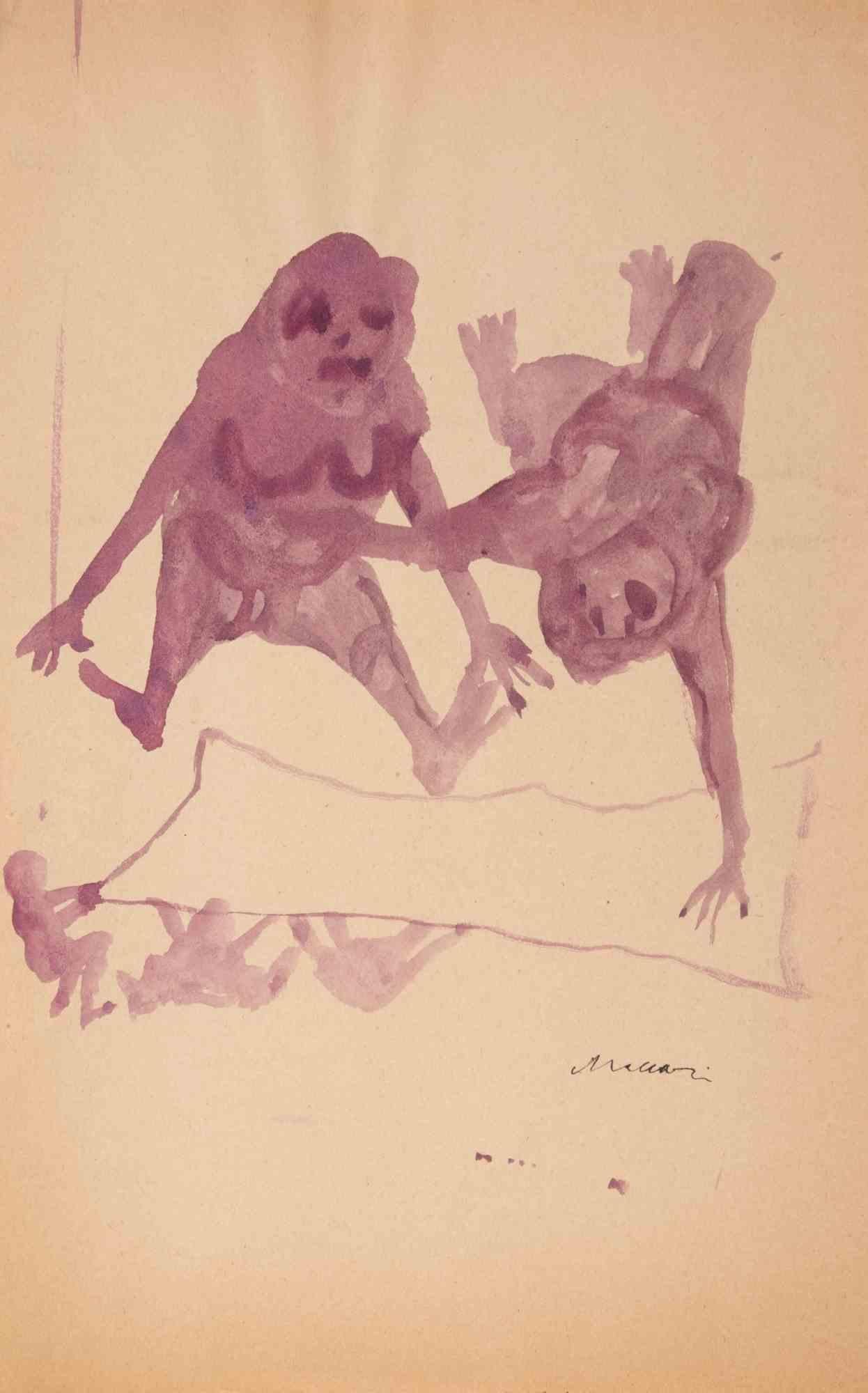 The Jugglers - Drawing by Mino Maccari - 1940 ca. For Sale 1