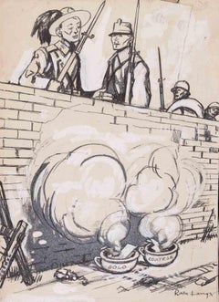 The Trench - Drawing by Gabriele Galantara - Early 20th Century
