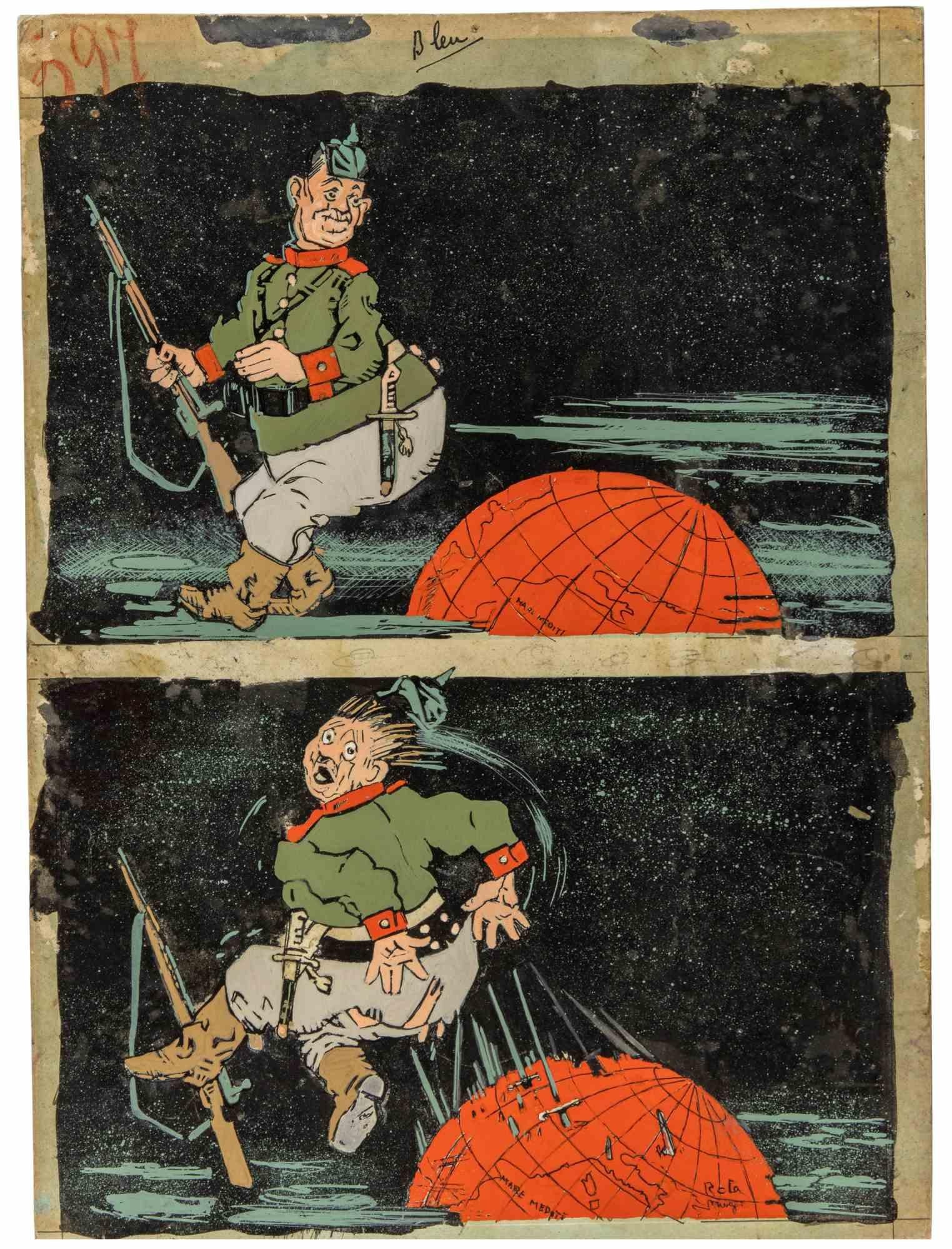 Tinta china, acuarela y temple sobre cartón realizado por Gabriele Galantara a principios del siglo XX.

No firmado.

Buen estado.