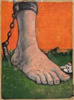 The Chains - Drawing by Gabriele Galantara - Early 20th Century