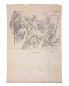 The Painter's Studio: Nor Nudes, Still Lives!- Drawing by Mino Maccari - 1945ca.