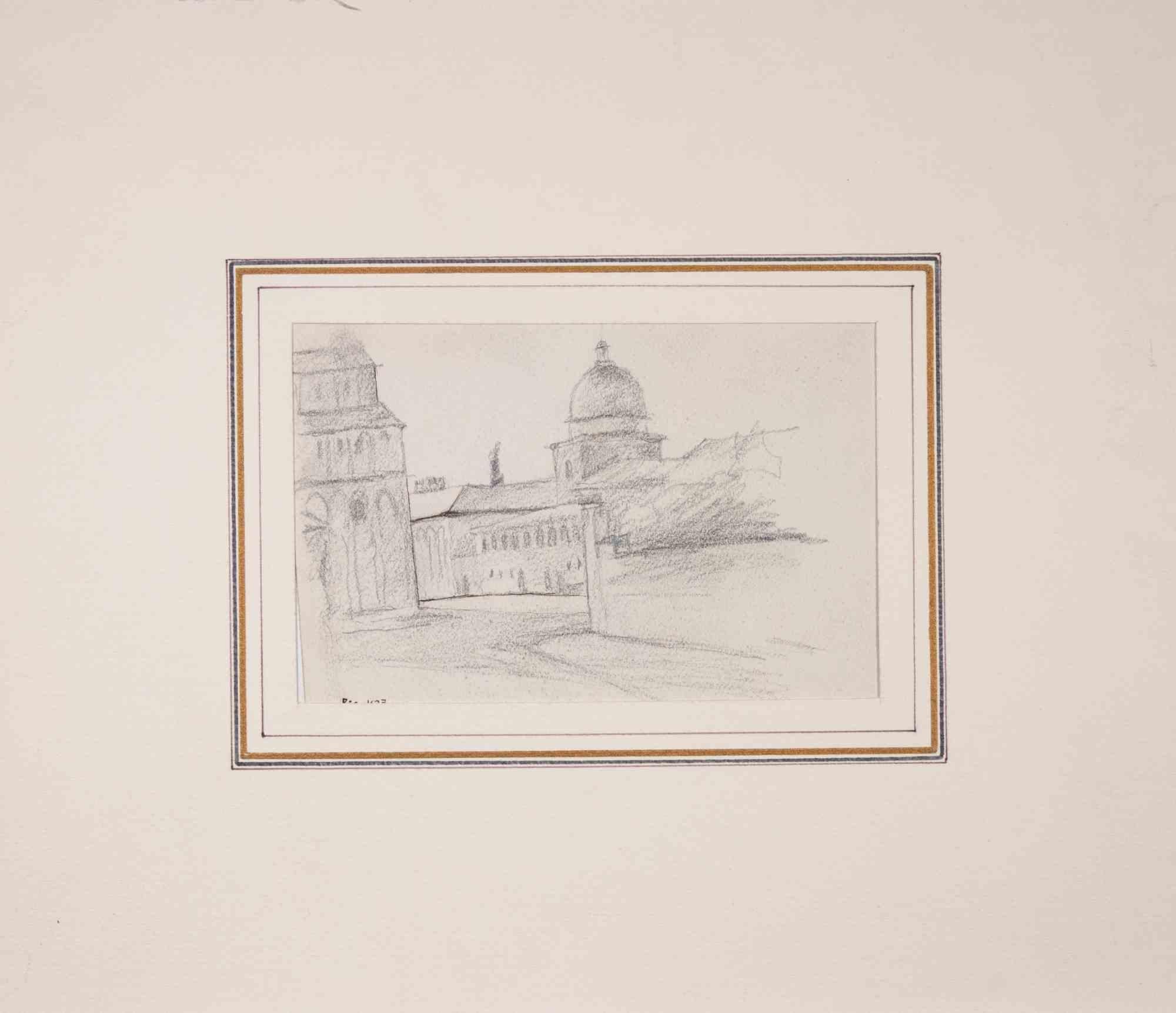 View of Pisa - Drawing by Mino Maccari - 1927 For Sale 1