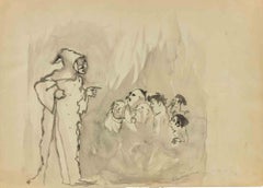 Dante in Hell - Drawing by Mino Maccari - 1950s