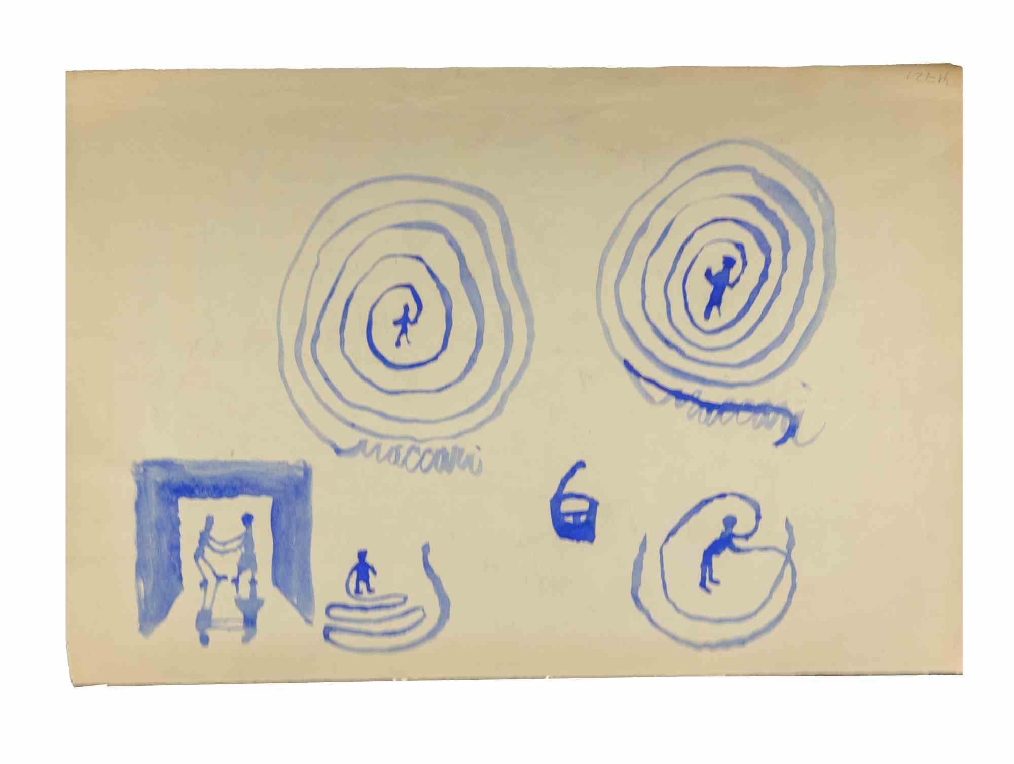 Dante in Hell - Drawing by Mino Maccari - 1950s For Sale 1
