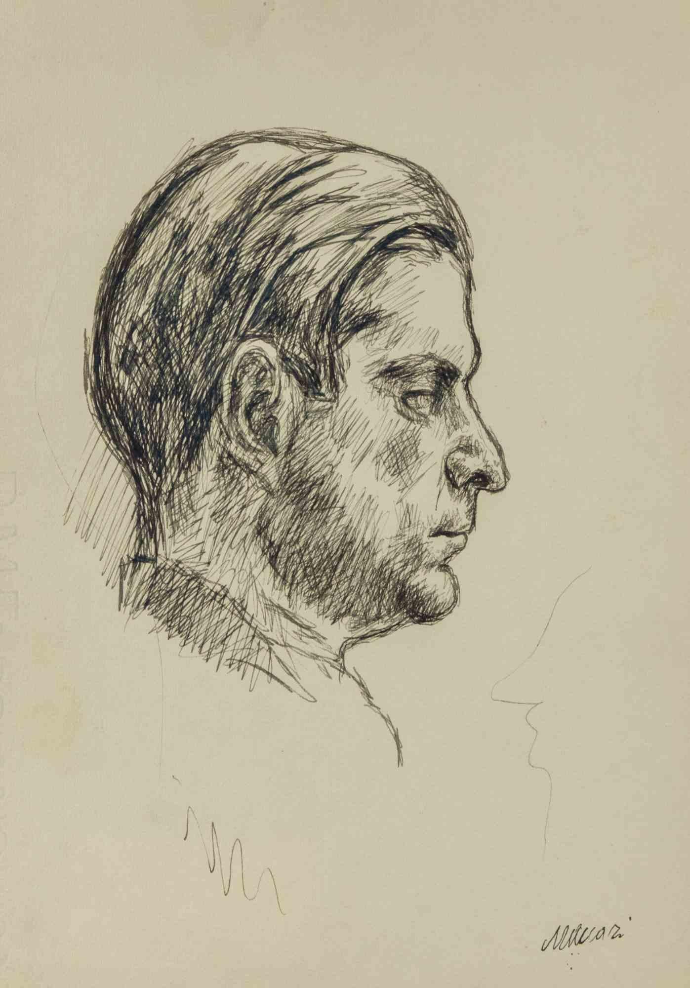 Portrait - Drawing by Mino Maccari - 1930 ca. For Sale 1