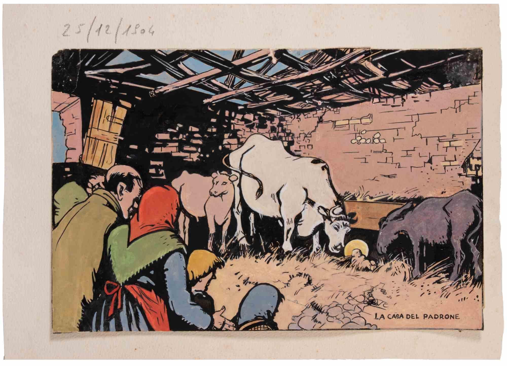 China ink, tempera and watercolor drawing on paper, realized by Gabriele Galantara in 1904.

Published on "L'Asino" on December 25th, 1904.

Not signed. Very good condition.