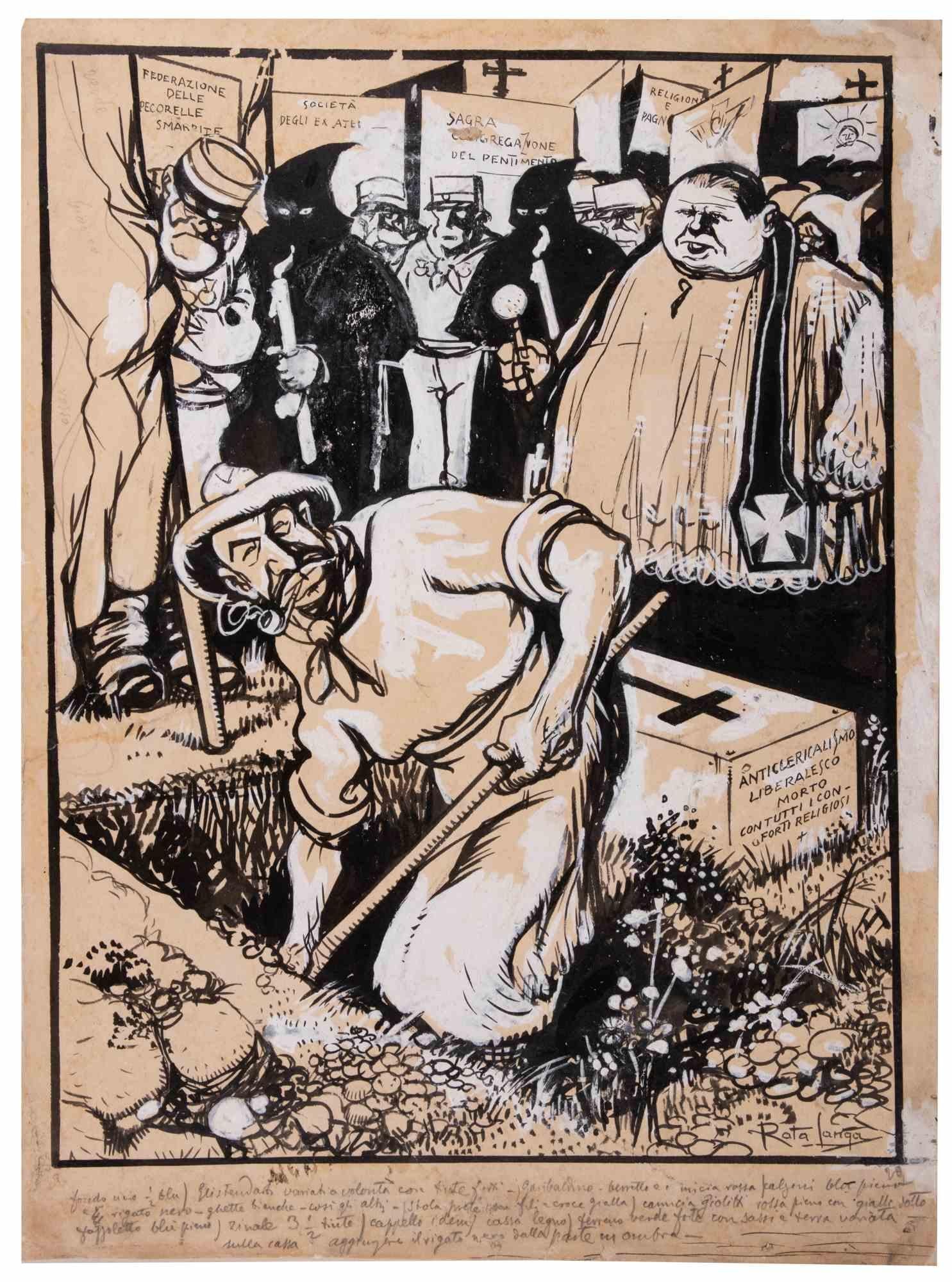 China ink and white lead on paper, realized by Gabriele Galantara in the early 20th Century.

Hand signed lower right.

Very good condition.