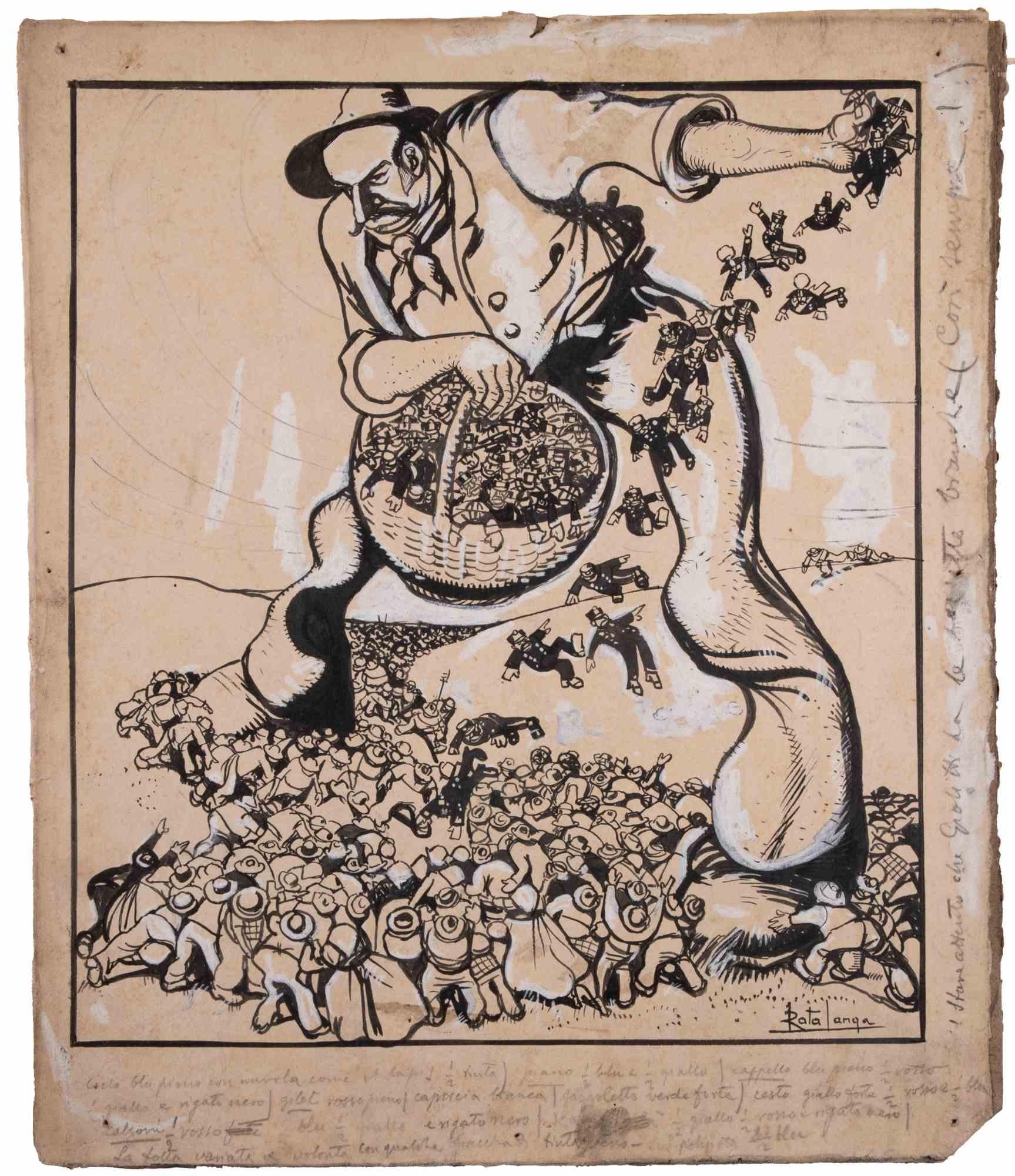 The Sowing - Drawing by Gabriele Galantara - Early 20th Century