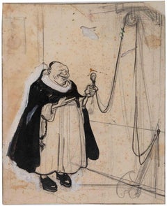 The Monk - Drawing by Gabriele Galantara - Early 20th Century