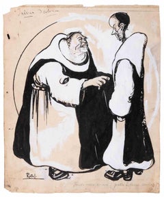 The Monks - Drawing by Gabriele Galantara - Early 20th Century
