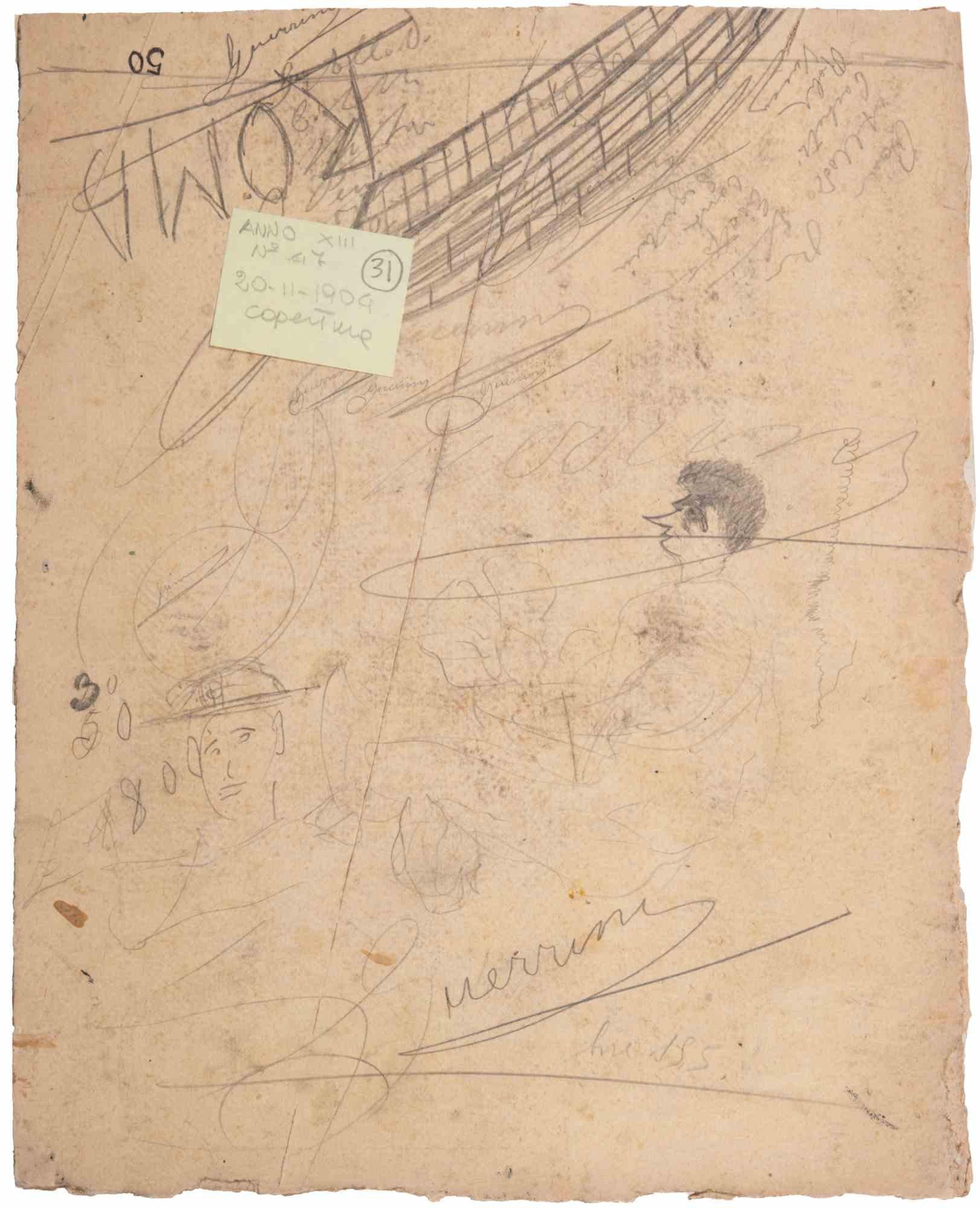 The Organ Concert - Drawing by Gabriele Galantara - Early 20th Century For Sale 1