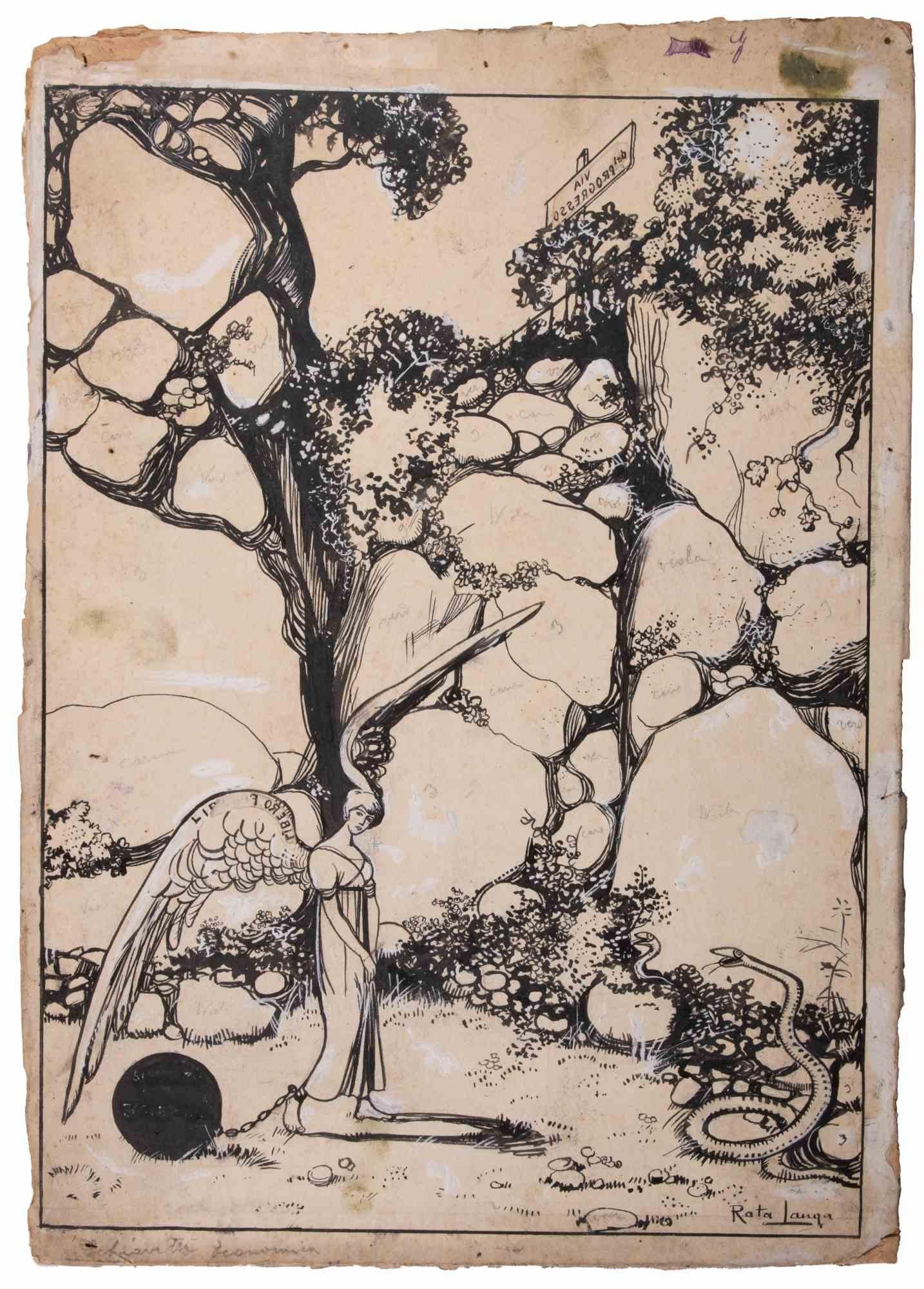 China ink drawing and white lead on cardboard realized by Gabriele Galantara in the early 20th Century.

Hand signed lower right.

Very good condition.