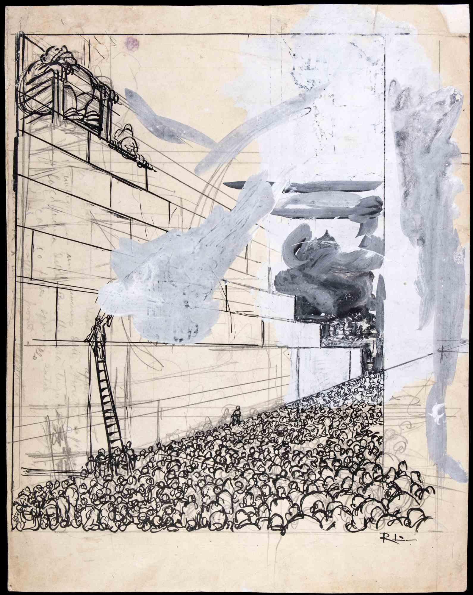 China ink, watercolor and white lead on paper realized by Gabriele Galantara in the early 20th Century.

Hand signed lower right.

Good condition.