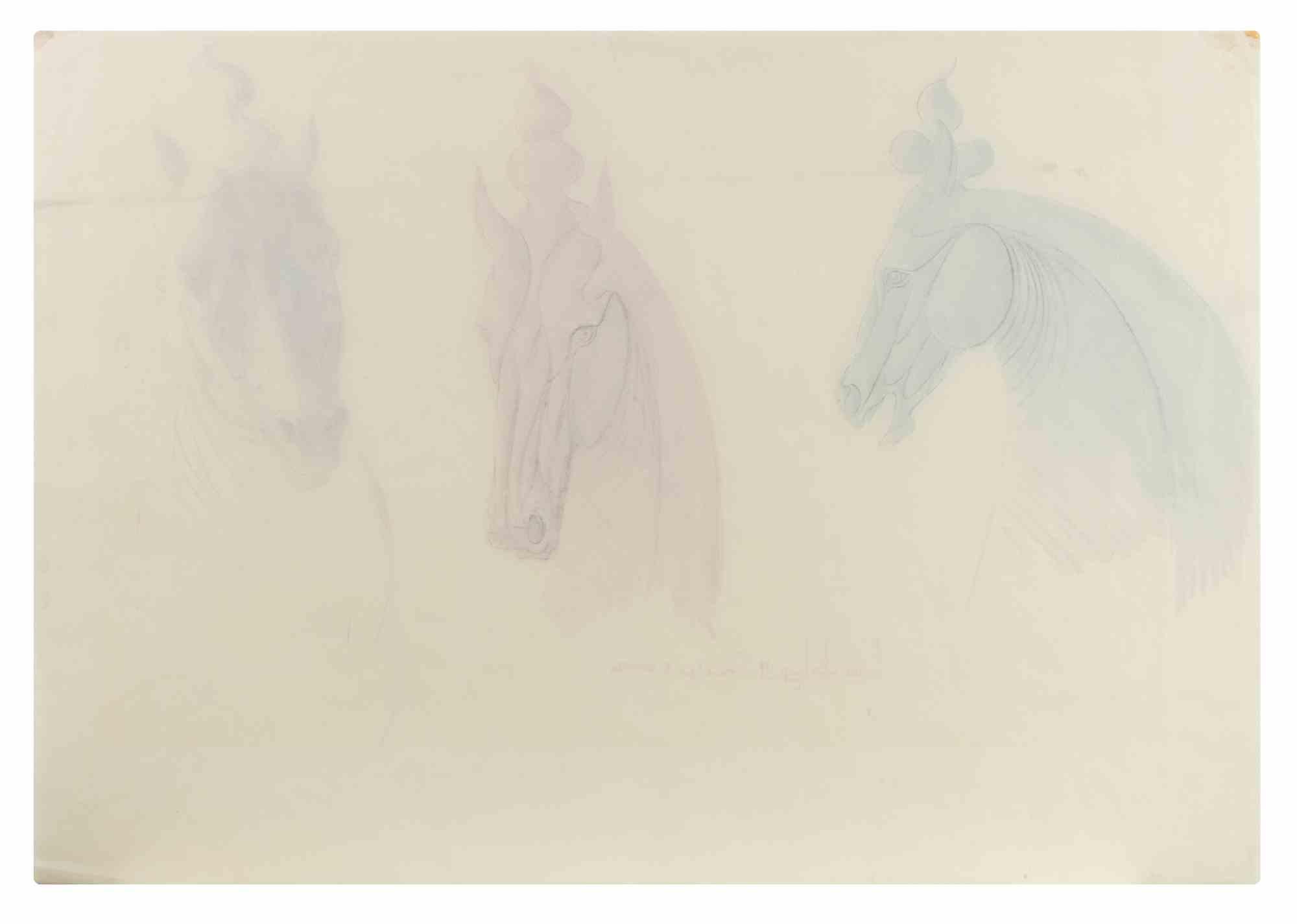 Caballo (Estudio para un bronce) - Dibujo de Ludovico De Luigi - 1979 - Art de Ludovico de Luigi