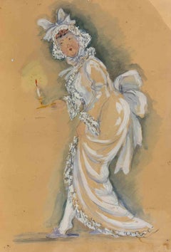 The Night Walk - Drawing attr. to Lucie Navier - Mid-20th Century