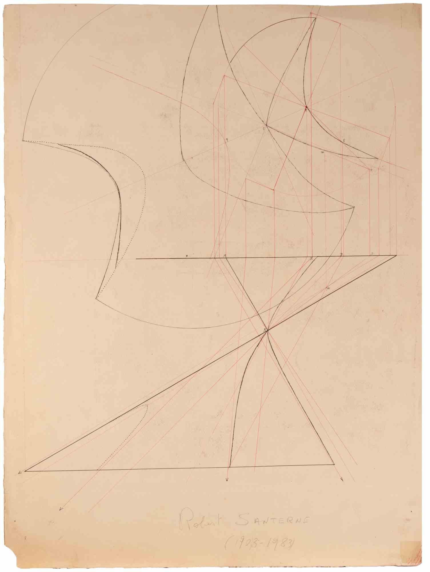 Desnudo - Dibujo de Robert Santerne - Años 60 en venta 1