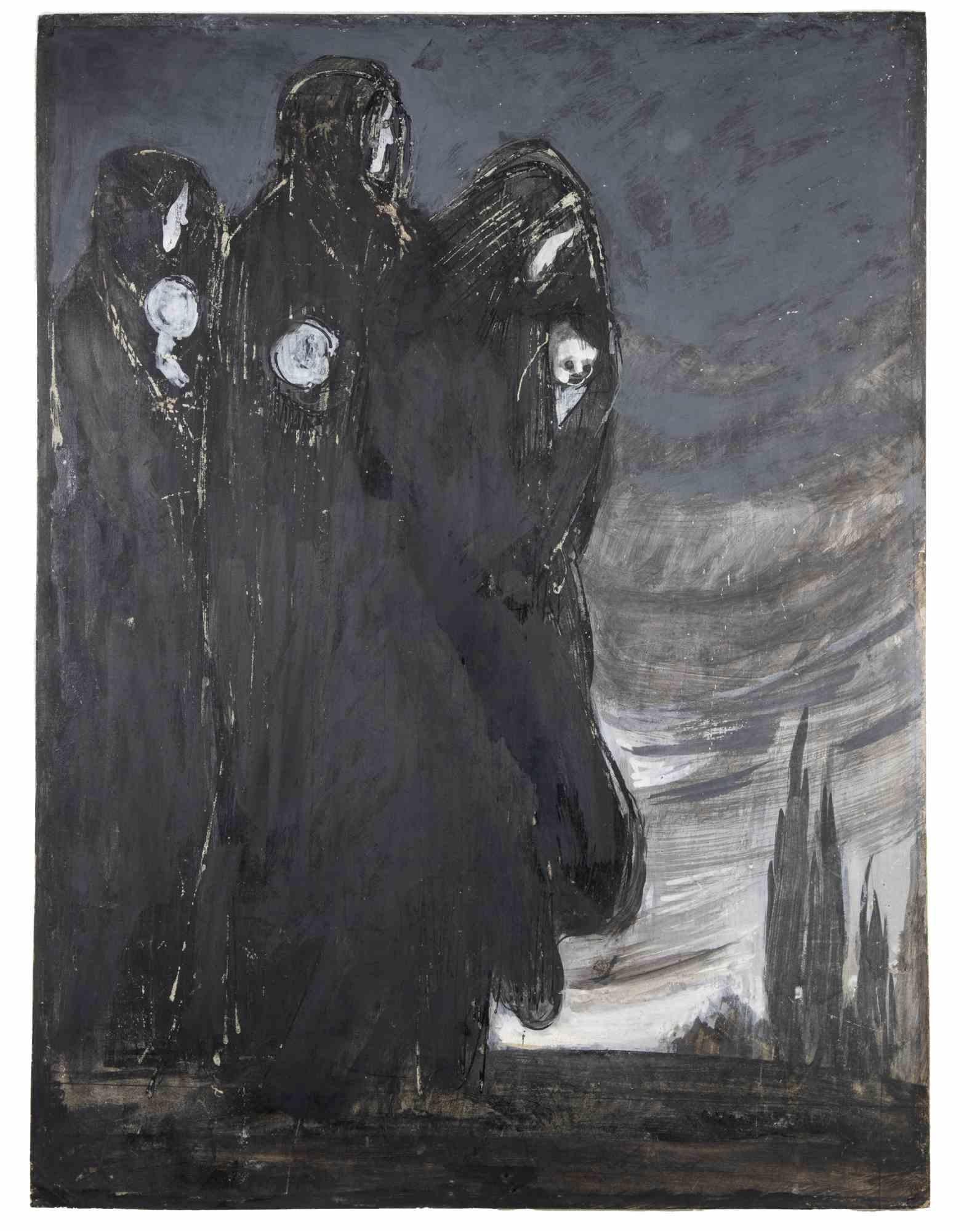 Las sombras - Dibujo de Gabriele Galantara - Principios del siglo XX