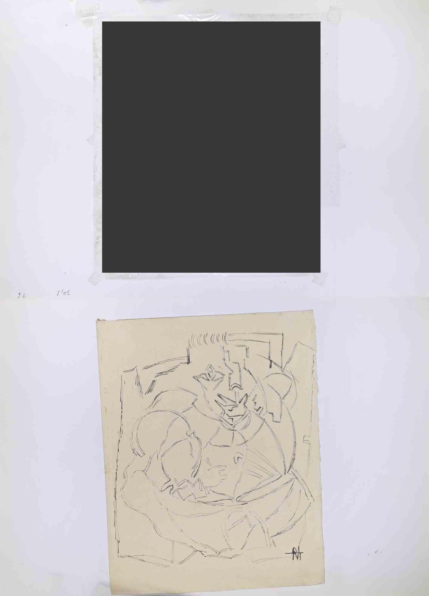 Ritratto di Camille Renault - Disegno di Reynold Arnould - Metà del XX secolo in vendita 2