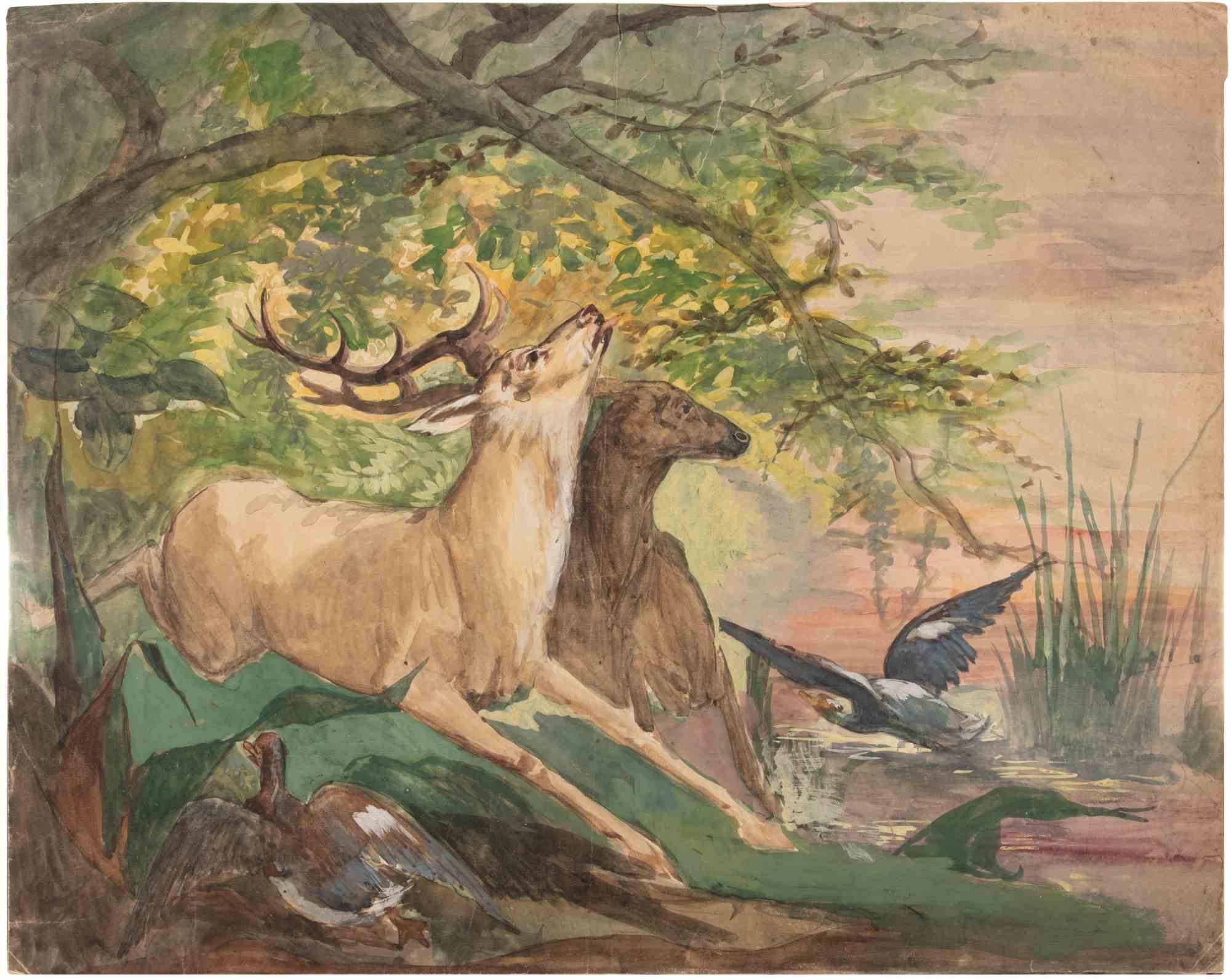 In the Wood - Drawing by Charlotte Gardelle - Early 20th Century
