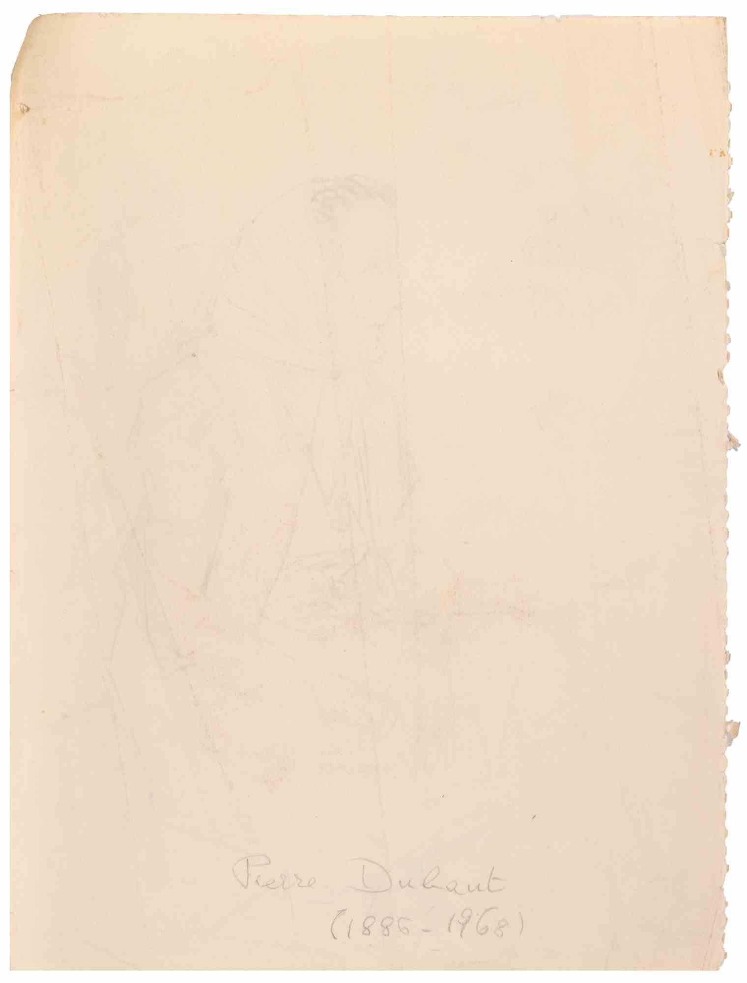 Ritratto - Disegno di Pierre Olivier Dubaut - Metà del XX secolo - Art di PIERRE OLIVIER DUBAUT 