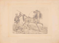 Cavallo e cavaliere orientale - Disegno di Carle Vickers - Metà del XX secolo